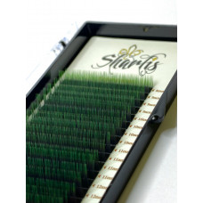 Вії для нарощування Sharlis (whine line) с зеленим кінчиком