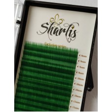 Вії для нарощування Sharlis (white line) двотонові з зеленим кінчиком