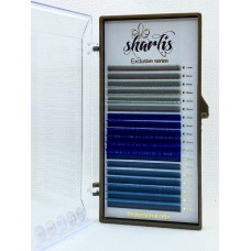 Вії для нарощування Sharlis (Silver line) mix blue 3 кольори